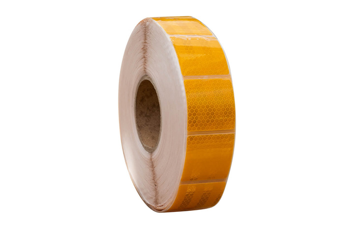 Segmented orange reflective tape - 1 metre stripe