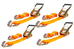 Set of four UNITRAILER 5m/50mm/5t orange transport belts with tensioner