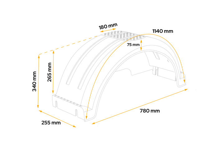 Fender for boat trailer 14" DOMAR D20430C wheel arch 780/255mm