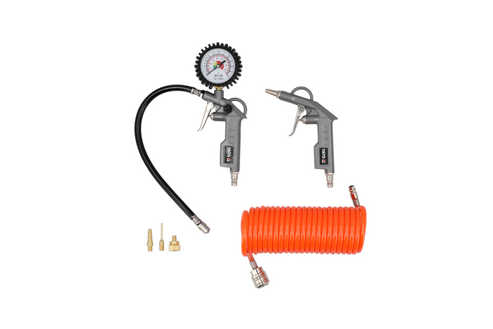 YATO YT-23780 pneumatic set for inflating tires, balls, mattresses, 6-piece