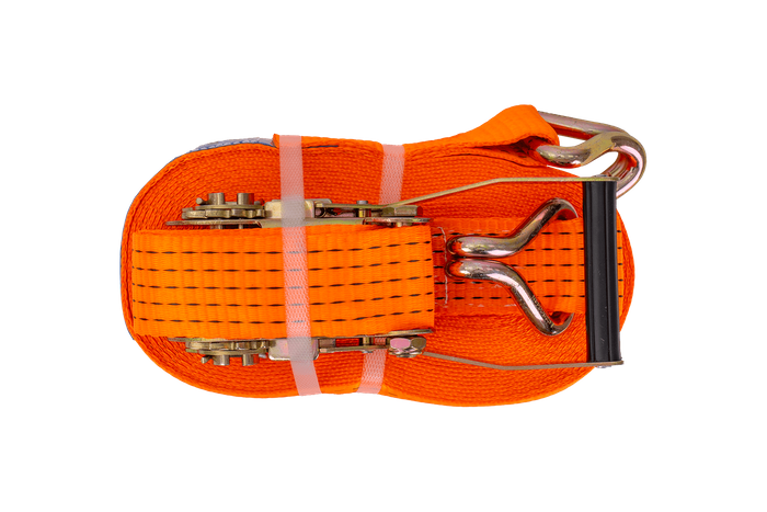 Set of four UNITRAILER 15m/50mm/5t orange transport belts with tensioner
