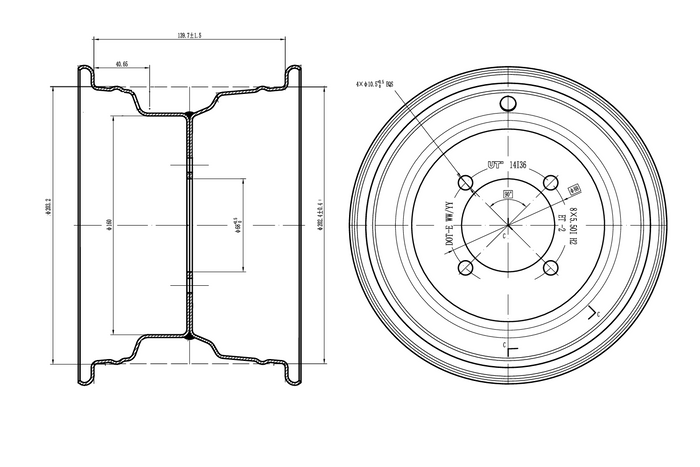 UNITRAILER steel rim black 5.5Ix8"H2 4x88 ET:-2