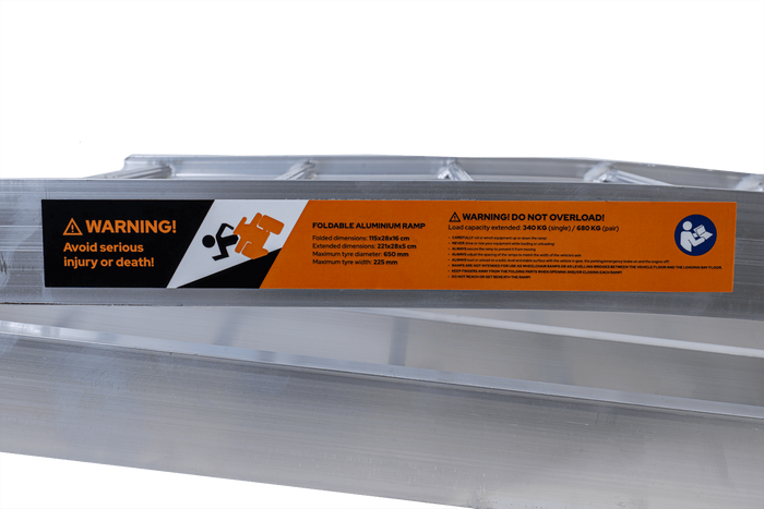 UNITRAILER ALR002 foldable ramp aluminum ramp for trailer 221cm 340kg with belt