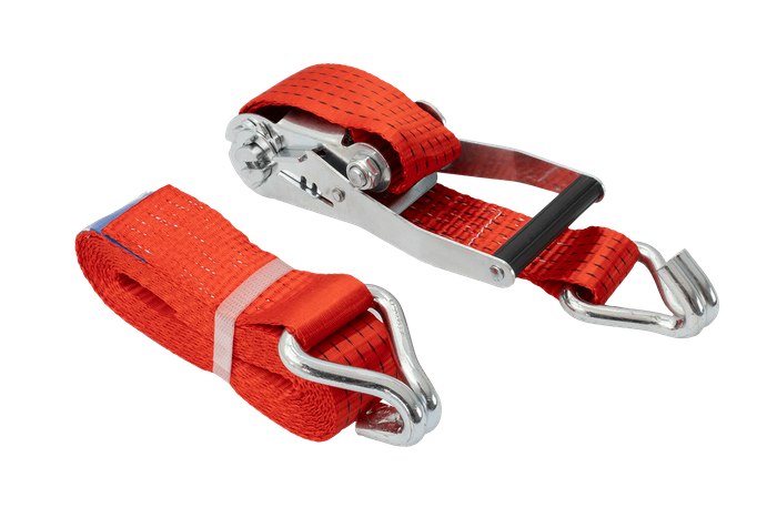 Set of four UNITRAILER 4m/50mm/5t red transport belts with tensioner