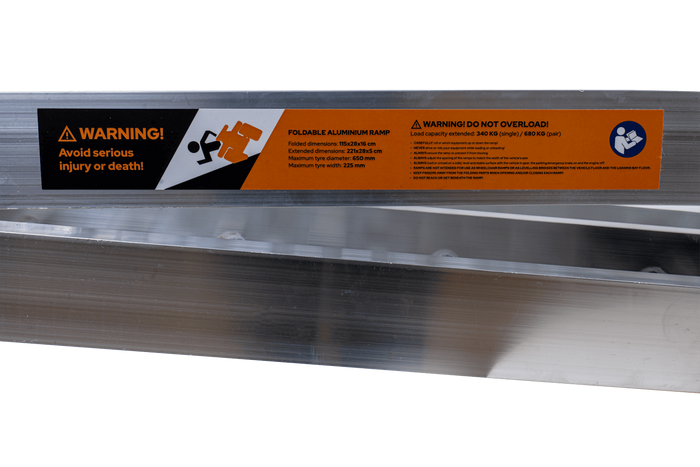 UNITRAILER ALR003 foldable ramps aluminum ramps for trailers 221cm 680kg with belt and support, set of 2