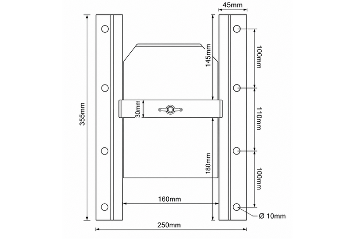 Red grain chute UNITRAILER chute for agricultural trailers 250x355mm
